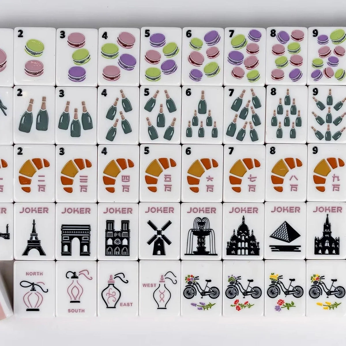 Ooh La La Tiles mahjong American Macaron Pattern Mahjong tiles Set 160 tiles