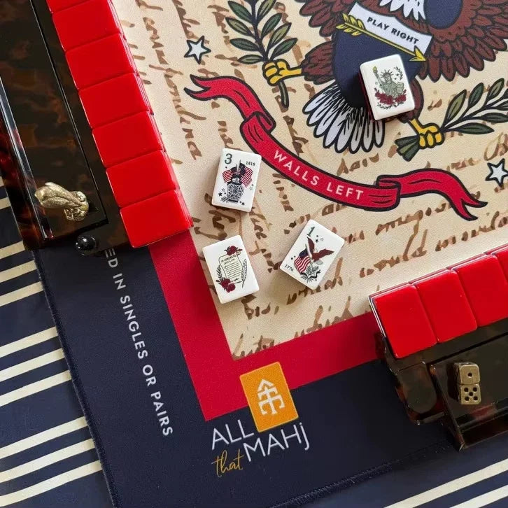 White and Blue Americana-themed American Mahjong Free Shipping