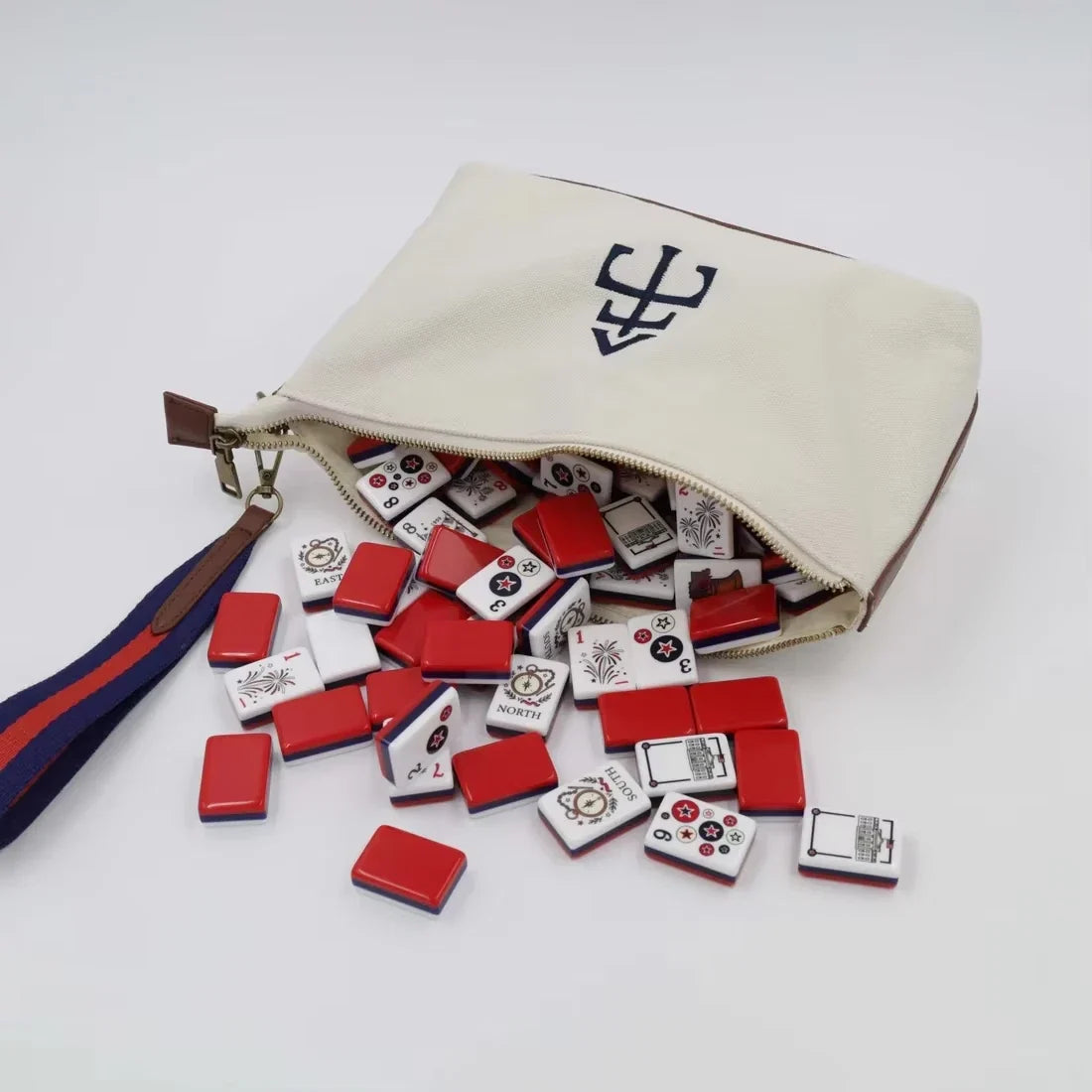 White and Blue Americana-themed American Mahjong Free Shipping