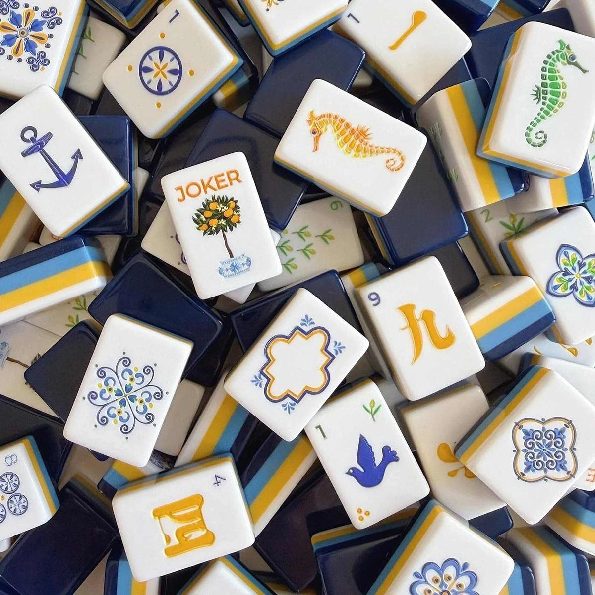 Blue Captain Luxury Four-layer American Mahjong Set Free Shipping (Tiles only)