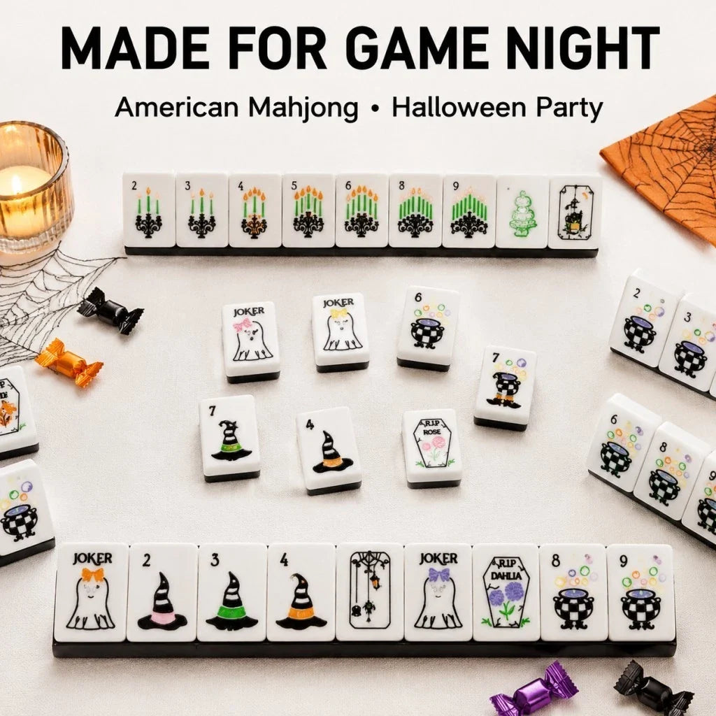 Halloween Hocus Pocus American Mahjong 160 set 2-Layer Engraved Acrylic Tiles