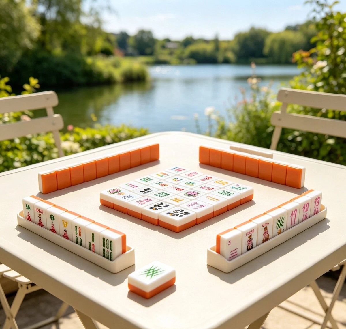 WILD ONES Dominoes 160-Piece Luxury Modern Portable Deluxe Carved Mahjong Set