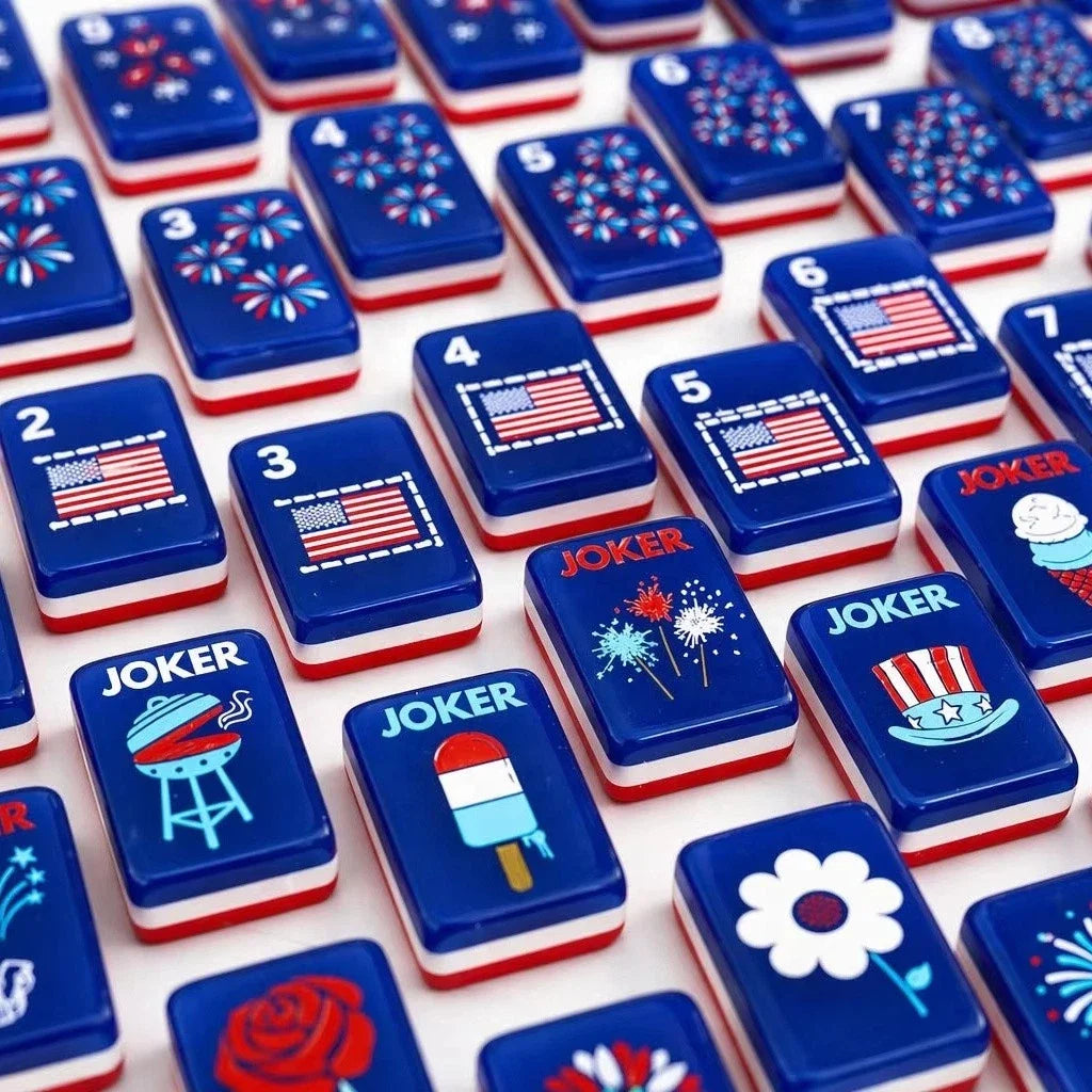 American Mahjong Tiles, Premium Acrylic Tiles with USA Flag