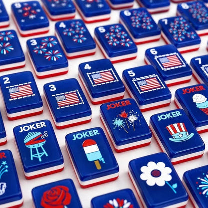 American Mahjong Tiles, Premium Acrylic Tiles with USA Flag