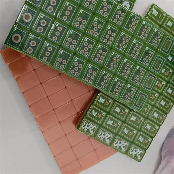 Green and light pink botanical themed Mahjong Tiles Free shipping