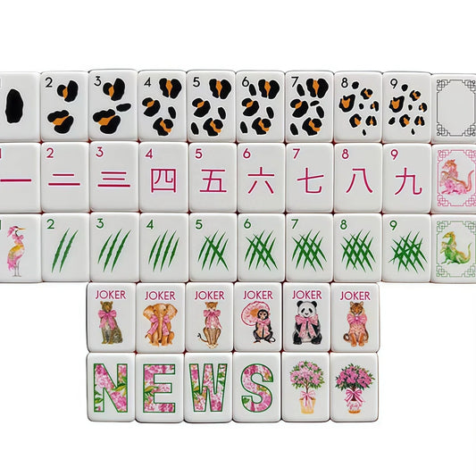 WILD ONES Dominoes 160-Piece Luxury Modern Portable Deluxe Carved Mahjong Set