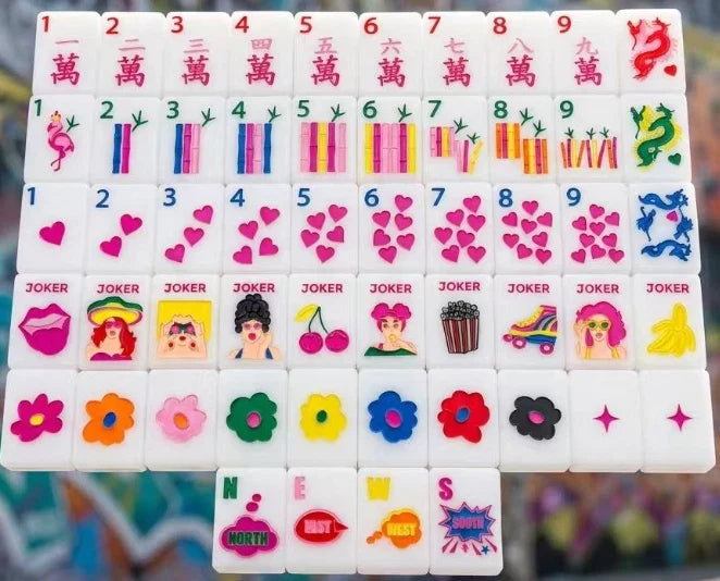 Pop Diva Themed Single-Layer Engraved Acrylic American Mahjong Complete Set 160