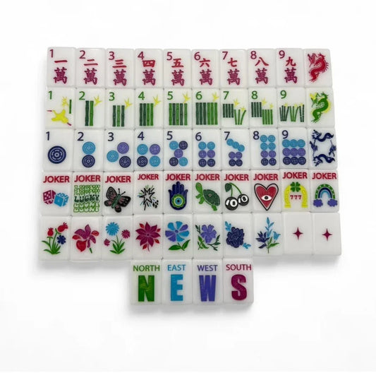 Mahjong Tiles 160-Piece Set Springtime Safari - Bright White Acrylic Tiles