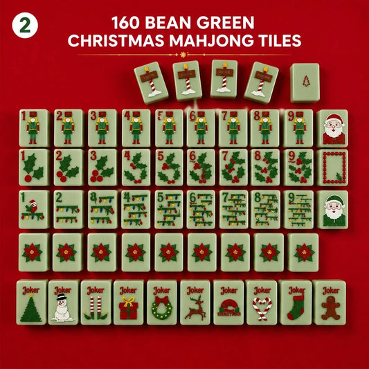Green Christmas Style Single American Mahjong 160 Pieces (Tiles only)
