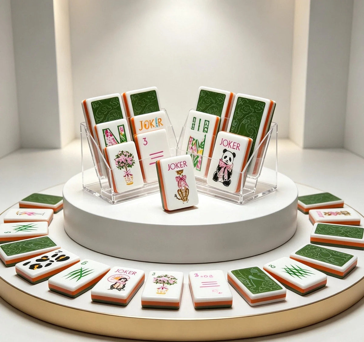 WILD ONES Dominoes 160-Piece Luxury Modern Portable Deluxe Carved Mahjong Set