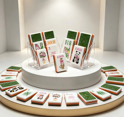 WILD ONES Dominoes 160-Piece Luxury Modern Portable Deluxe Carved Mahjong Set