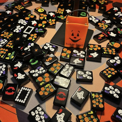 Halloween Themed 160 Premium Melamine American Mahjong Set Black 160 Tiles