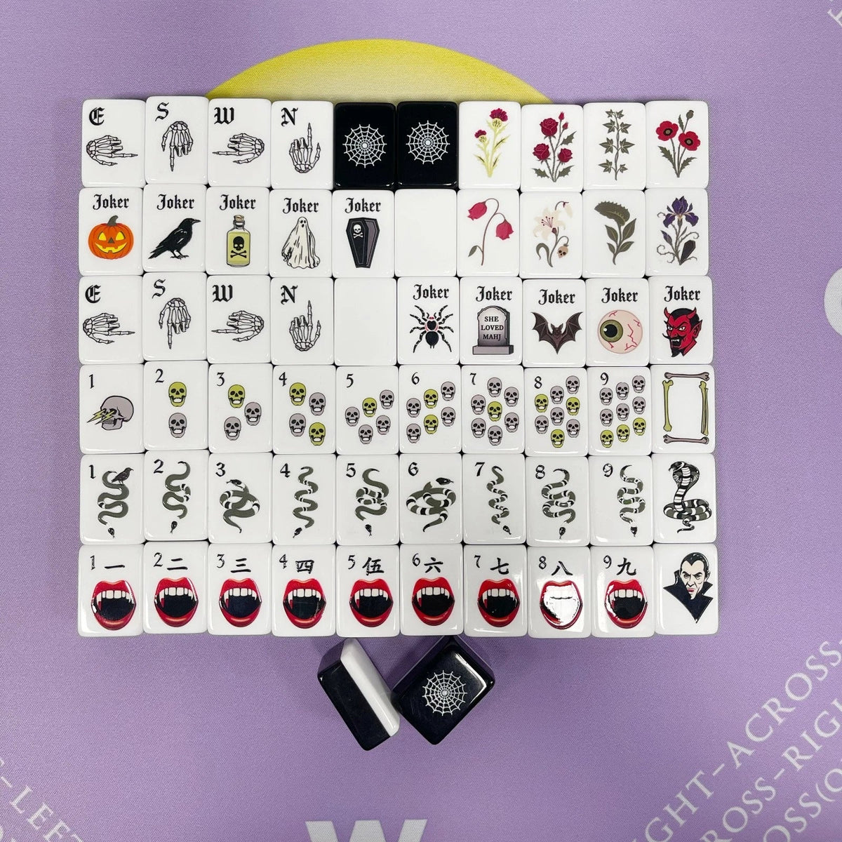 Acrylic American Black Label Halloween Theme Mahjong Tile Set 160 tiles Freeship