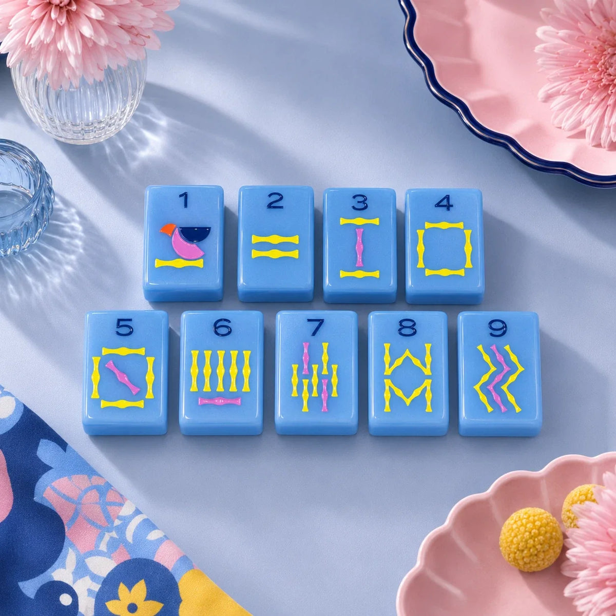 Luxury Blue Modern American Mahjong tile set Free Shipping