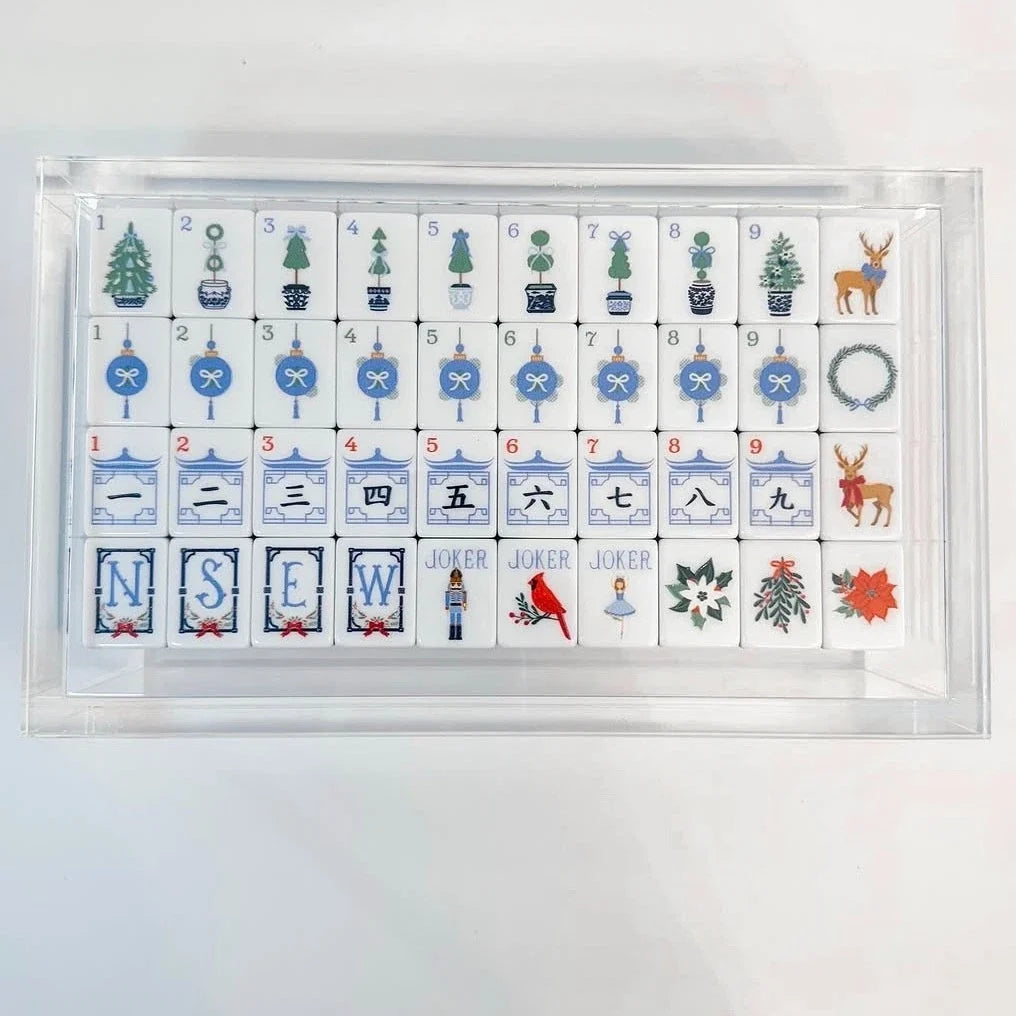Christmas Floral Acrylic Mahjong Tiles Free Shipping