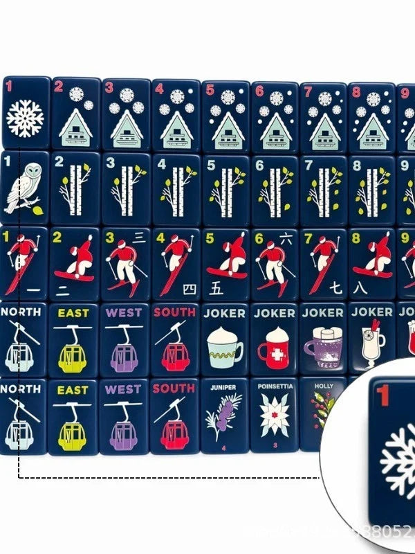 Luxury Modern Winter Ski Cabin 160pc Acrylic American Mahjong tile Set Free Ship