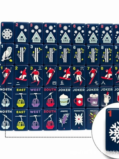 Luxury Modern Winter Ski Cabin 160pc Acrylic American Mahjong tile Set Free Ship
