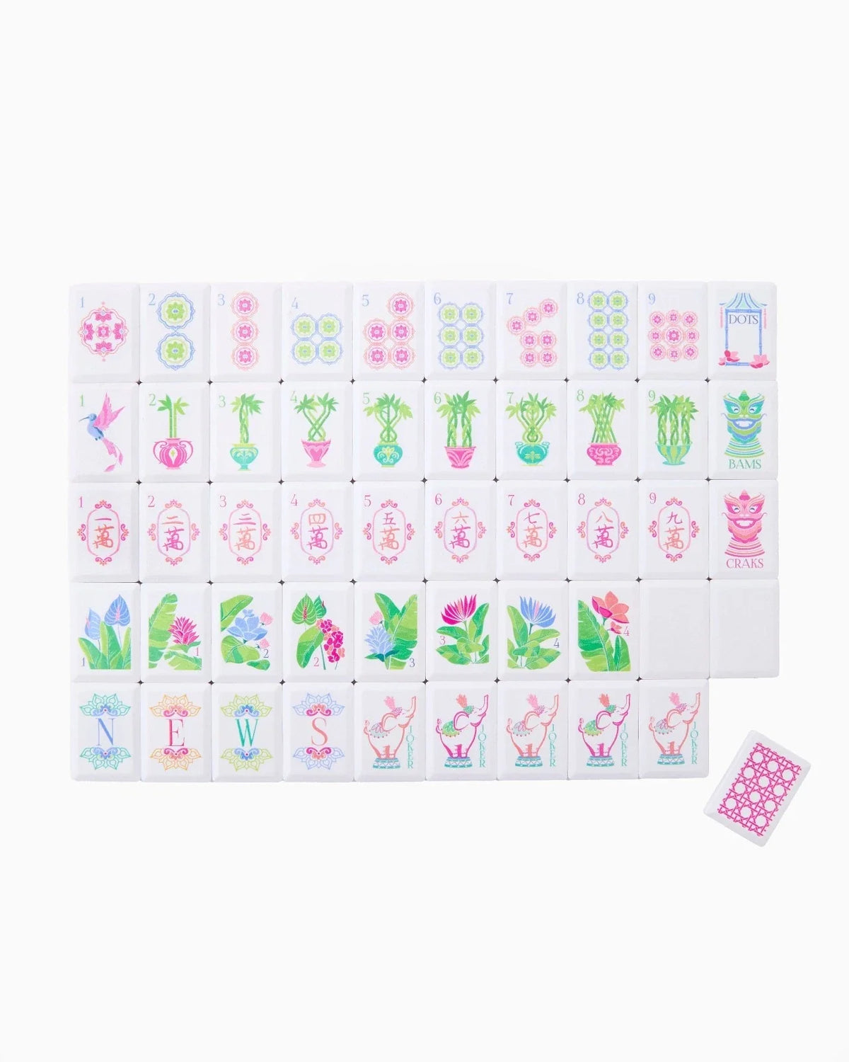 New Style Pink Lattice America Mahjong Set Free Shipping (Tiles only)