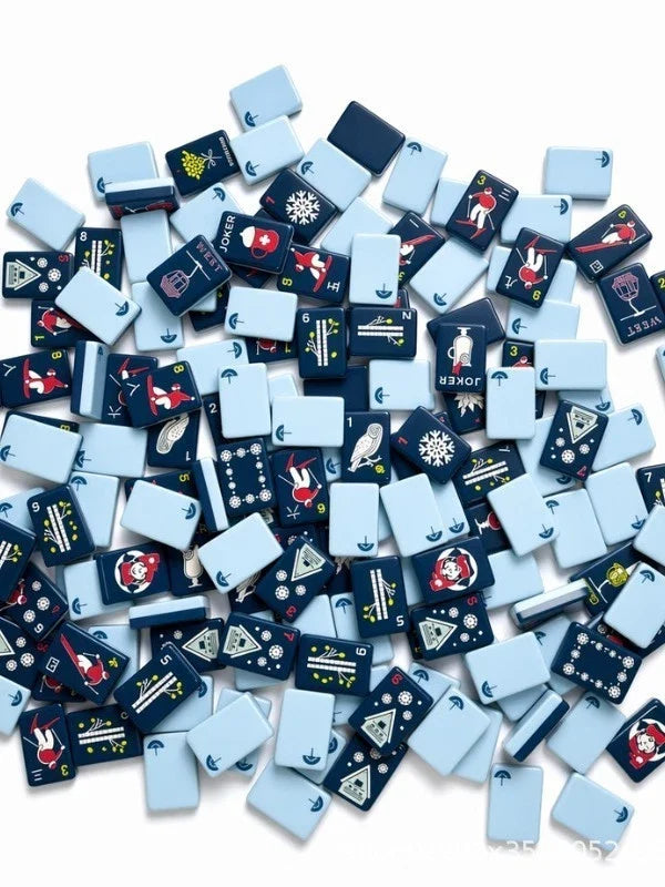 Luxury Modern Winter Ski Cabin 160pc Acrylic American Mahjong tile Set Free Ship