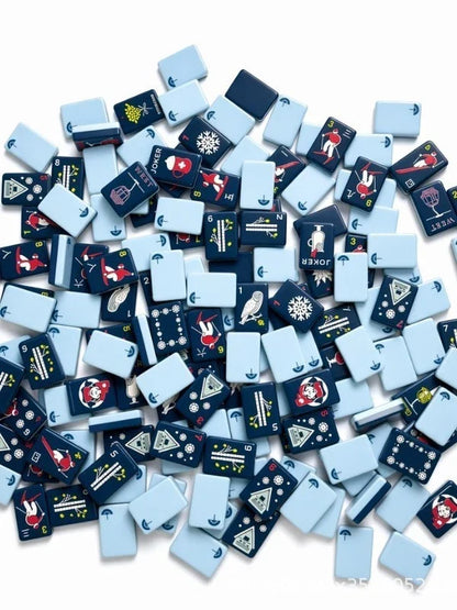 Luxury Modern Winter Ski Cabin 160pc Acrylic American Mahjong tile Set Free Ship