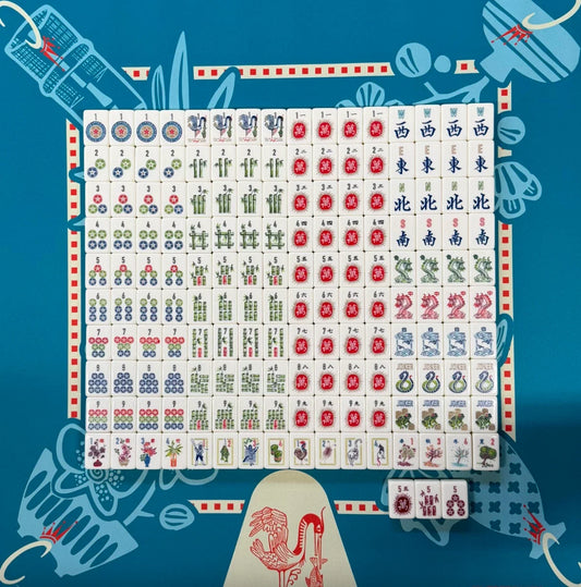 Heron Mahjong Set Modern Design Portable Acrylic Tiles Wildlife (Tiles only)