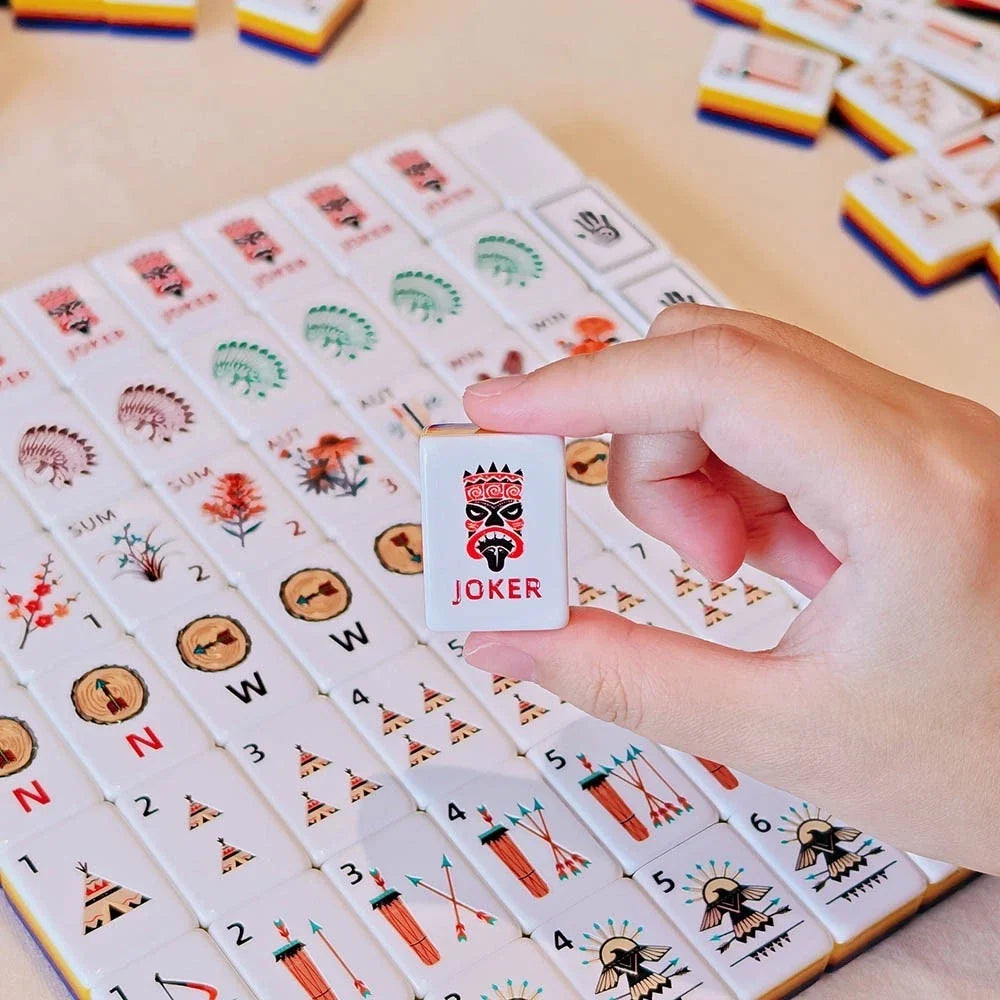 Native Pattern Glossy Acrylic American Mahjong Set Free Shipping