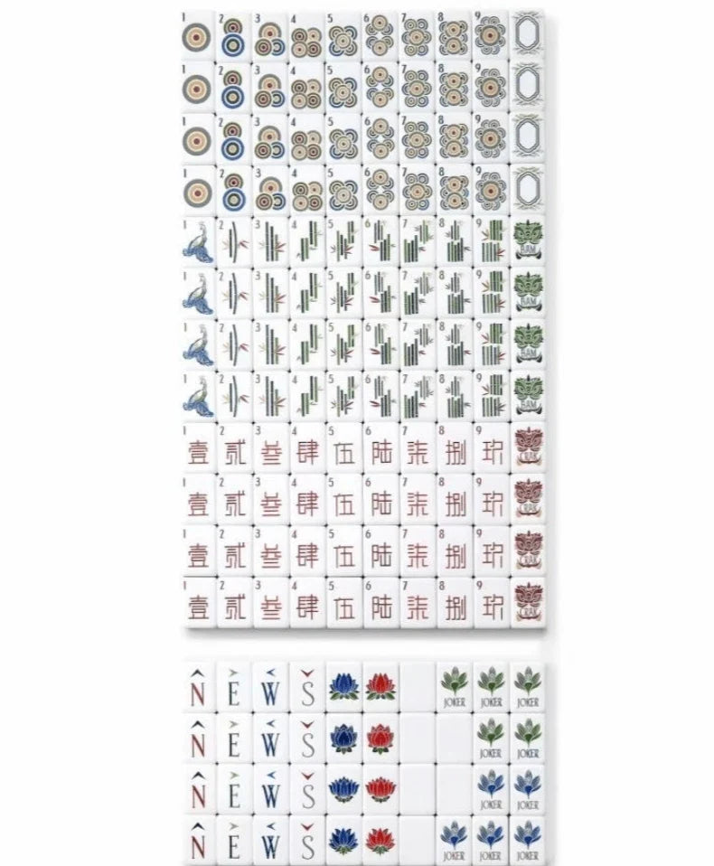 Wood Grain Heritage Mahjong Set 160 Engraved 4 Layer Acrylic Luxury tiles