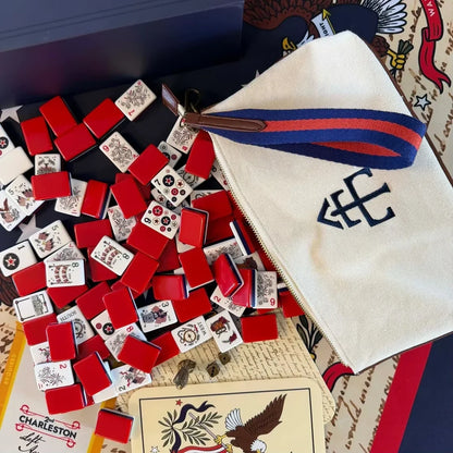 White and Blue Americana-themed American Mahjong Free Shipping