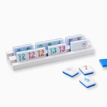 Travel Mini Blue Frosted Acrylic Tiles with 160 Engraved American Mahjong Tiles