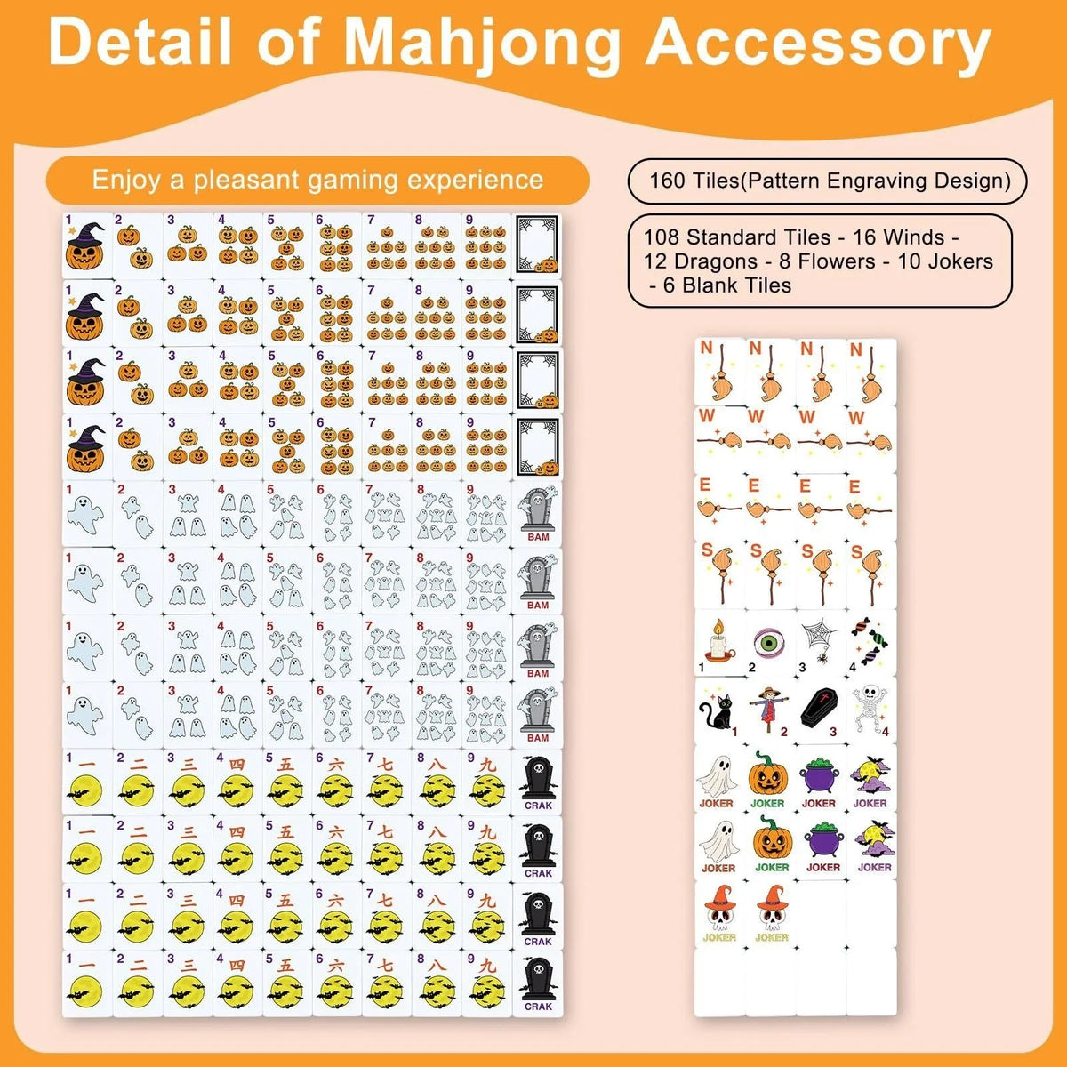Halloween Pumpkin Ghost Printed American Mahjong Set Custom Acrylic Tiles