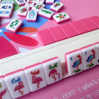 Luxury Pink Edge Tropical Flamingo Floral American Mahjong Set 160Pcs Free ship