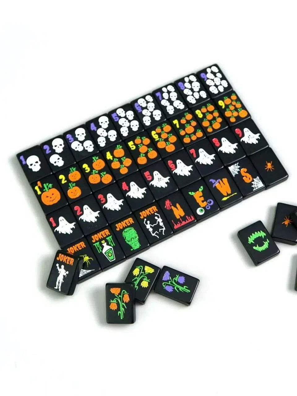 Halloween Themed 160 Premium Melamine American Mahjong Set Black 160 Tiles