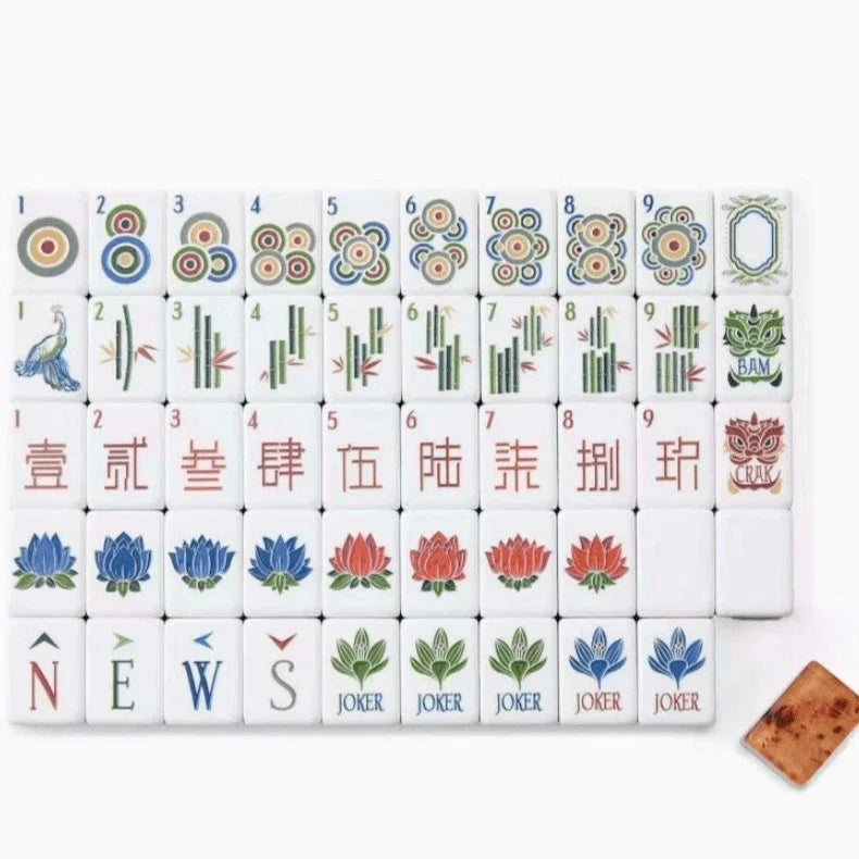 Wood Grain Heritage Mahjong Set 160 Engraved 4 Layer Acrylic Luxury tiles