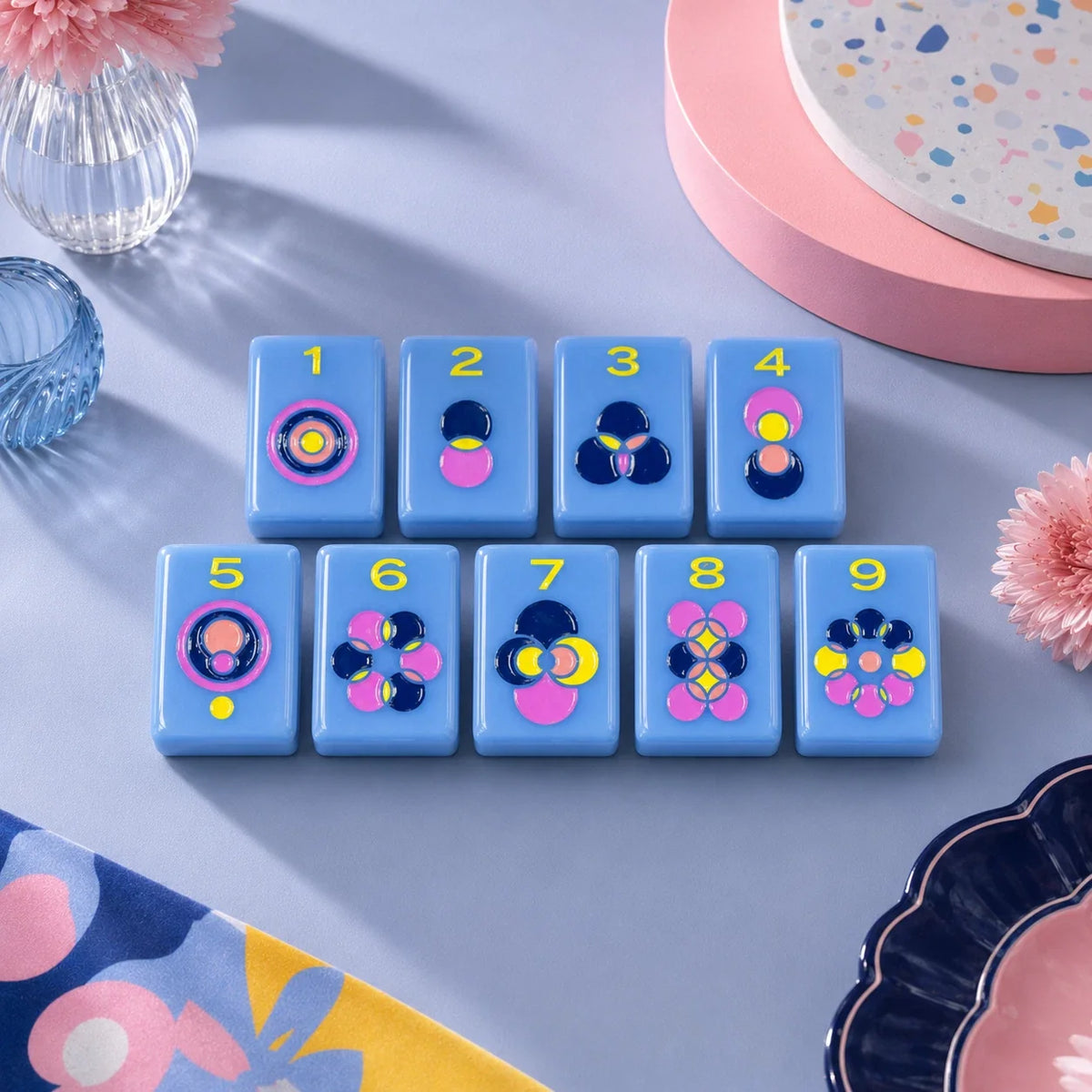 Luxury Blue Modern American Mahjong tile set Free Shipping