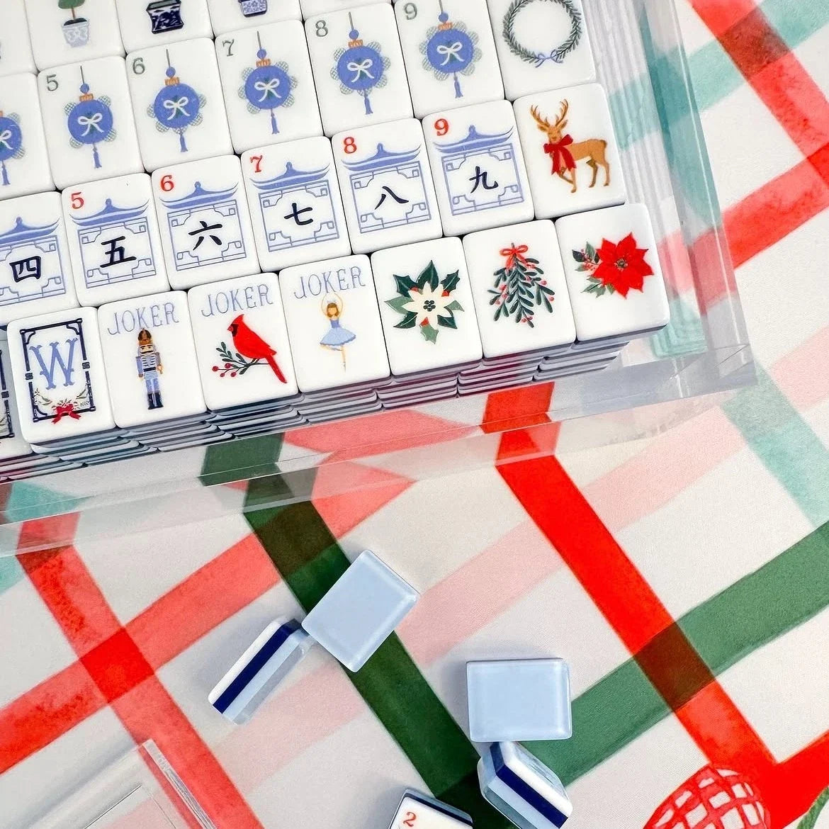 Christmas Floral Acrylic Mahjong Tiles Free Shipping
