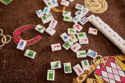 Mahjong Tiles 160-Piece Set Springtime Safari - Bright White Acrylic Tiles