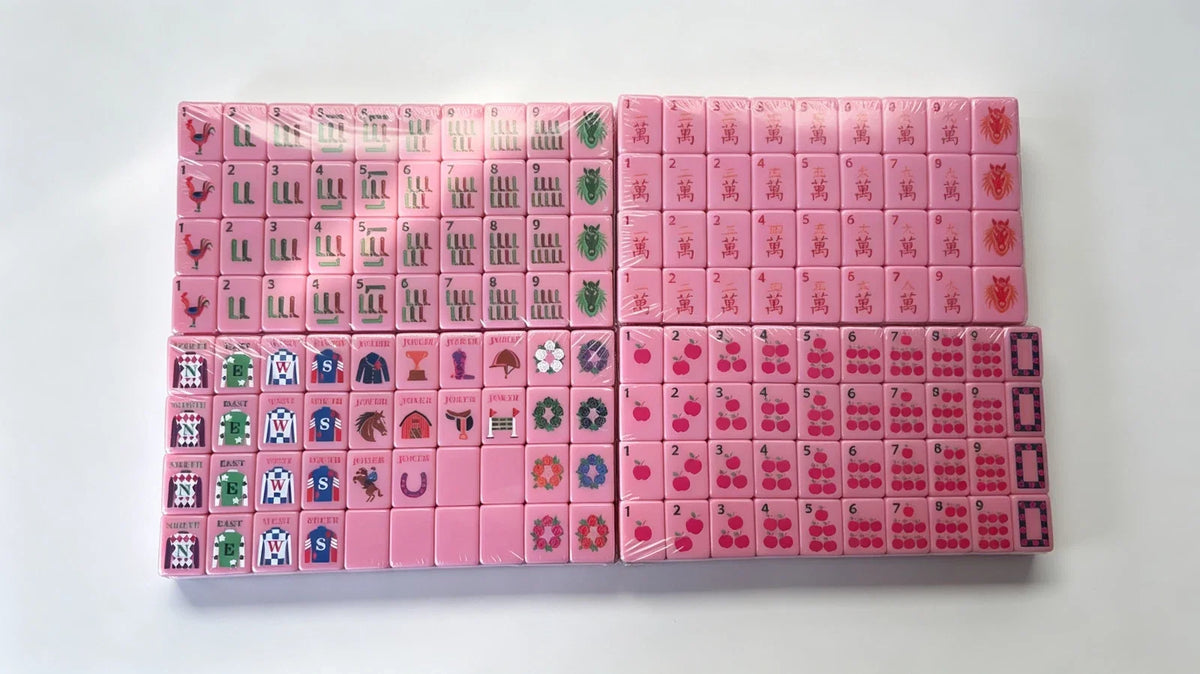 Year of the Horse Saddle Pink tiles Mahjong game Free Shipping