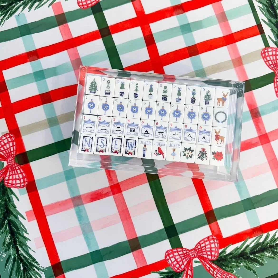 Christmas Floral Acrylic Mahjong Tiles Free Shipping