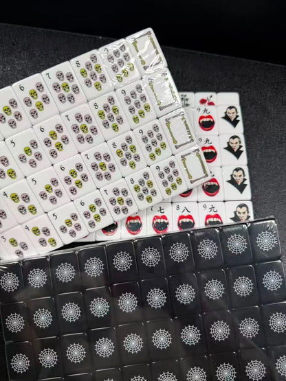 Acrylic American Black Label Halloween Theme Mahjong Tile Set 160 tiles Freeship
