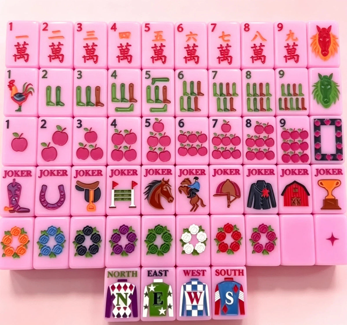 Year of the Horse Saddle Pink tiles Mahjong game Free Shipping