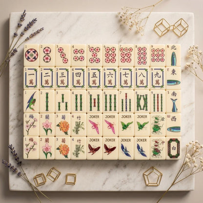 Modern American-style Jade Garden Tile and Acrylic Mahjong Set (Tiles only)