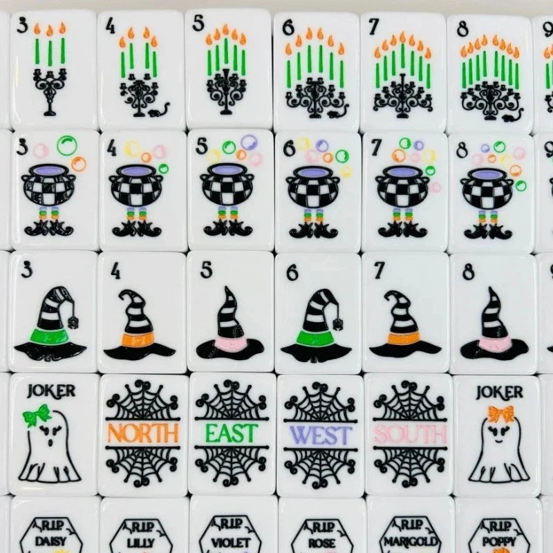 Halloween Hocus Pocus American Mahjong 160 set 2-Layer Engraved Acrylic Tiles