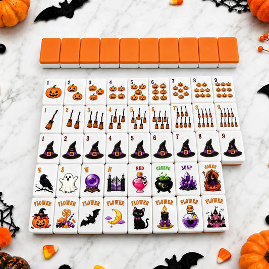 Halloween Themed Acrylic American Mahjong Complete Set, 160 Tiles (Tiles only)