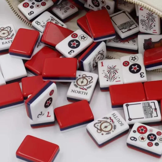 White and Blue Americana-themed American Mahjong Free Shipping