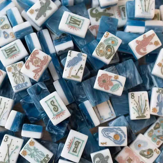 Ocean Themed American Mahjong Tiles 160PCS Acrylic Crab Oyster Pattern