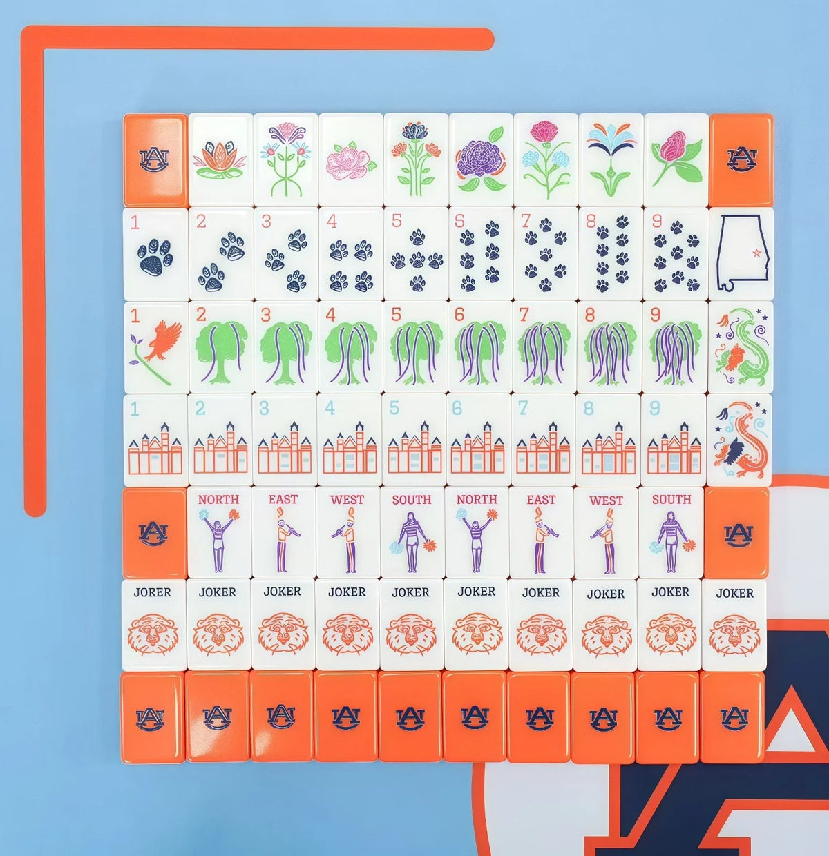Auburn University Mahjong Tiles Set Free Shipping