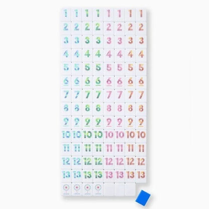 Travel Mini Blue Frosted Acrylic Tiles with 160 Engraved American Mahjong Tiles