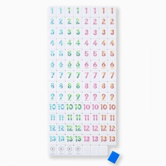 Travel Mini Blue Frosted Acrylic Tiles with 160 Engraved American Mahjong Tiles