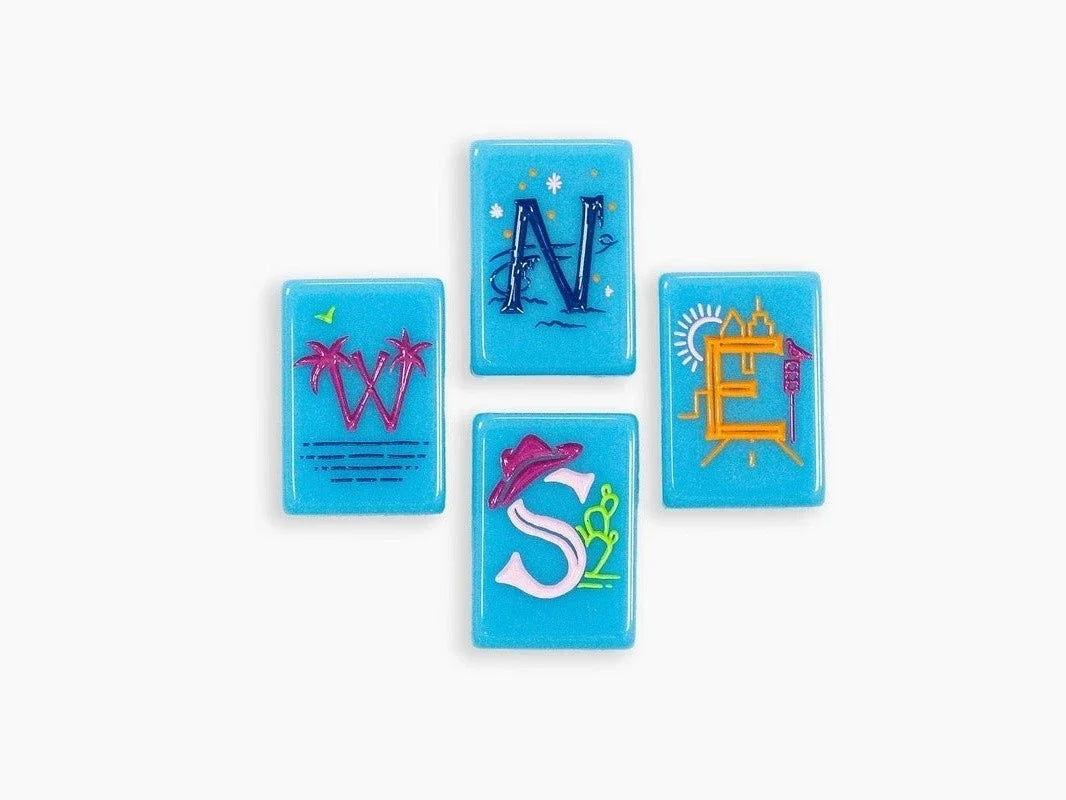 American Electric Blue Acrylic Mahjong Tiles Free Shipping