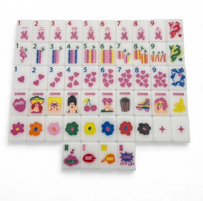 Pop Diva Themed Single-Layer Engraved Acrylic American Mahjong Complete Set 160